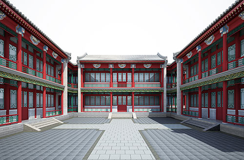 鸡西北京四合院设计古建筑鸟瞰图展示