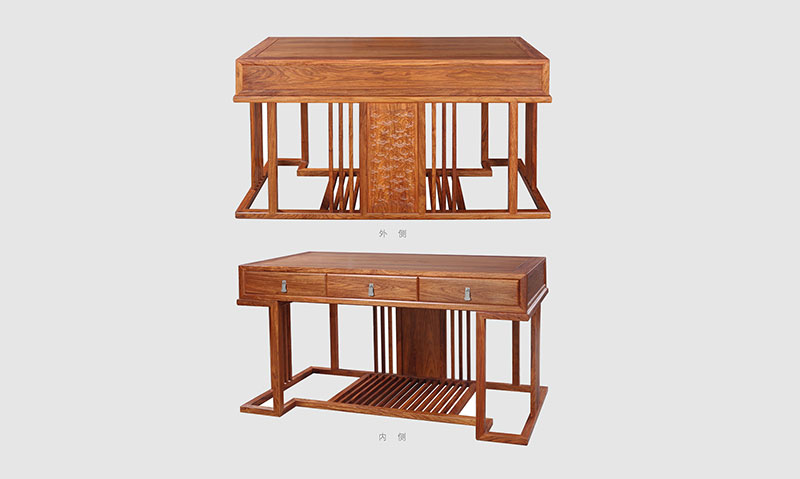 鸡西 别墅中式家居书房装修实木书桌效果图